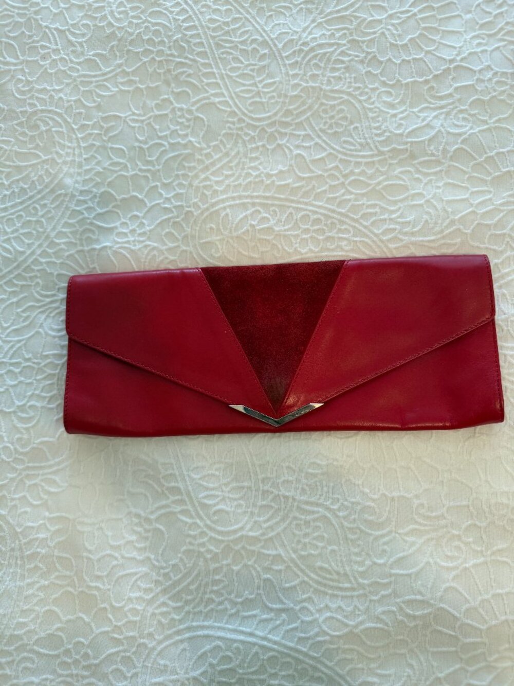 Pre-loved Red leather and suede Via Spiga clutch